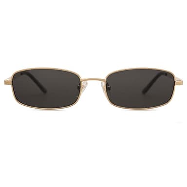 SOJOS Retro Hippie Rectangle Sunglasses 70s Vintage Trendy Small Narrow UV400 Sunnies SJ1187 with Gold/Grey