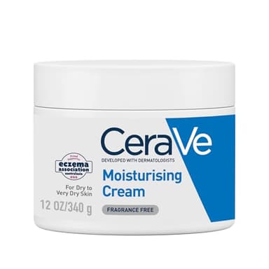 CeraVe Moisturising Cream 340g, Dry to Very Dry Skin Face & Body Moisturiser to Help Restore the Protective Skin Barrier, Hyaluronic Acid + 3 Essential Ceramides, Fragrance Free