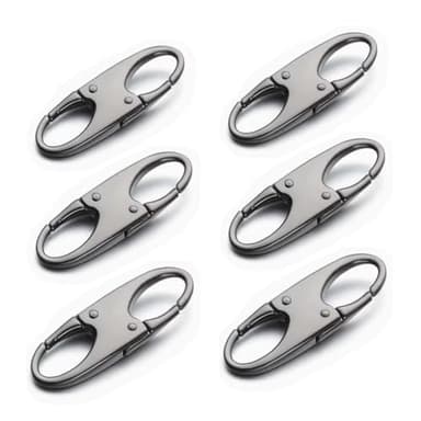 6 PCS Zipper Clip Theft Deterrents, Double Zipper Pull Replacements - Secure Your Belongings (Black)