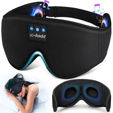 LC-dolida Sleep Mask with Bluetooth Headphones Bluetooth Sleep Mask Sleep Headphones,3D Eye Mask for Sleeping Mask Music Sleeping Headphones for Side Sleepers Meditation Gifts Gadgets for Men Women