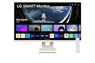 LG 27SR50F 27 inch Full HD (1920 x 1080) IPS Smart Monitor with webOS, ThinQ Home Dashboard, AirPlay 2, Screen Share, Bluetooth, 2xHDMI, 2xUSB, Remote Control, White