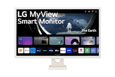 LG 32SR50F-W 32 inch Full HD (1920 x 1080) IPS Smart Monitor with webOS, ThinQ Home Dashboard, AirPlay 2, Screen Share, Bluetooth, 2xHDMI, 2xUSB, Remote Control, White