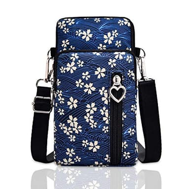 BIAOTIE Lightweight Small Crossbody bags Cell Phone Purses Travel Pouch Shoulder Bag for Women, Blue Flower, Small