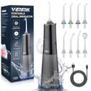 Water Flosser, Vimmk Cordless Oral Irrigator for Teeth, Gum, Braces Deep Cleaning, 8 Tips, 5 Modes, 300ML Rechargeable Water Dental Flosser, IPX7 Waterproof, Portable Design for Home Travel (Black)