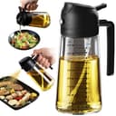 TrendPlain 16oz/470ml Olive Oil Dispenser - 2 in 1 Olive Oil Spray Bottle for Cooking, Kitchen Tools, Air Fryer, Salad, and BBQ - Black
