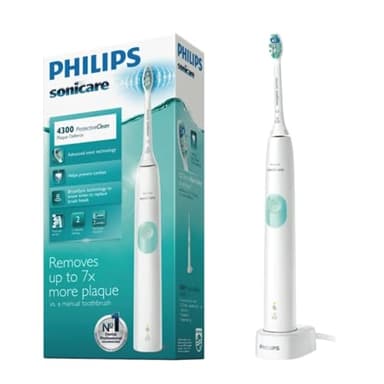 Philips Sonicare ProtectiveClean 4300 Rechargeable Electric Toothbrush with Built-in Pressure Sensor, Cleaning Mode and BrushSync Feature, White/Mint, HX6807/06